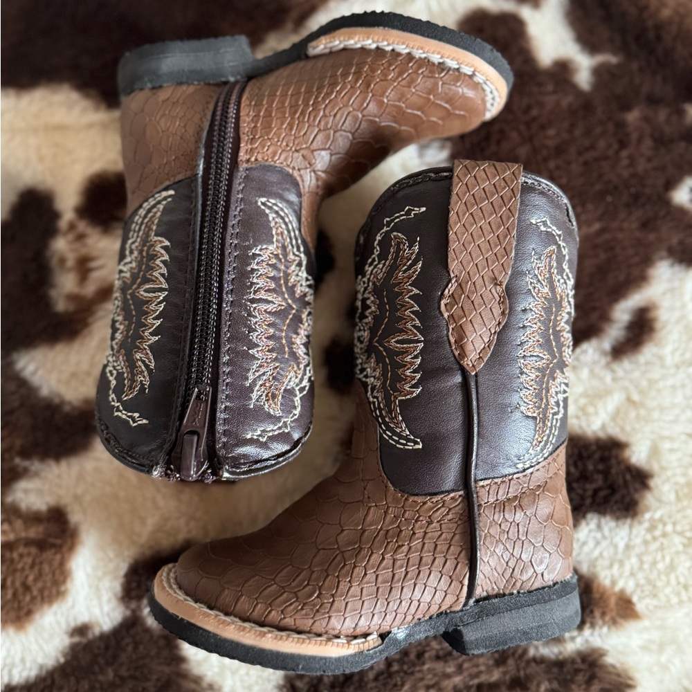 Infant Brown Python Print Cowboy Boots